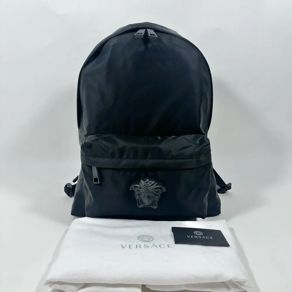 NWT Versace La Medusa Palazzo Black Nylon Large Backpack Bag $1450